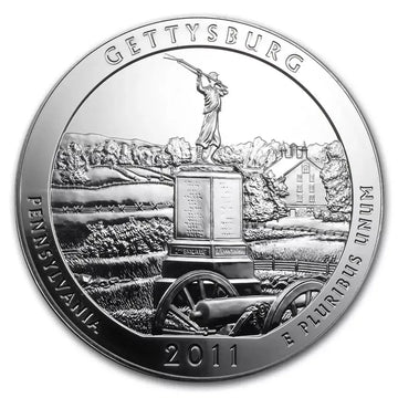 5 oz .999 Silver America the Beautiful GETTYSBURG Coin 25c 2011