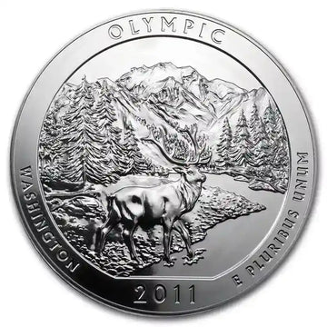 5 oz .999 Silver America the Beautiful OLYMPIC NATIONAL PARK Coin 25c 2011
