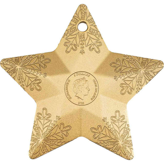 1 oz Silver GILT SNOWFLAKE STAR Holiday Ornament Coin 2023 Cook Islands - Coinzio