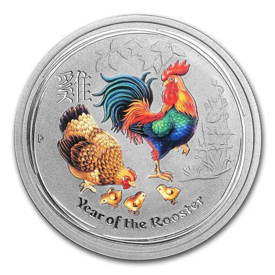 1/2 oz Silver YEAR OF THE ROOSTER Colorized Lunar Series II Coin 2017 Australia (Perth) - Coinzio