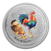 1/2 oz Silver YEAR OF THE ROOSTER Colorized Lunar Series II Coin 2017 Australia (Perth) - Coinzio
