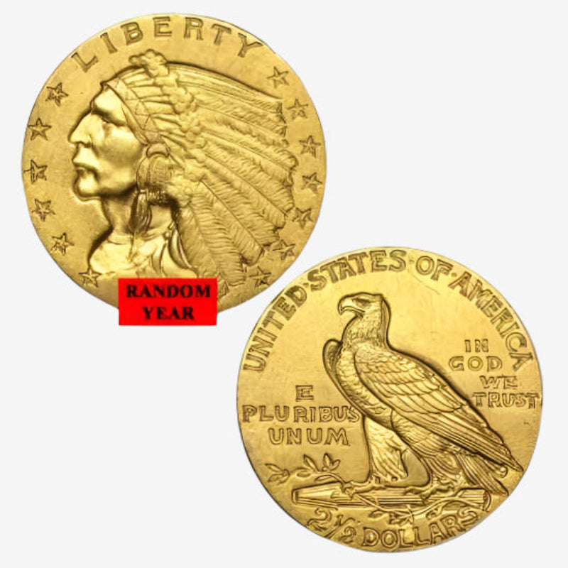 $2.50 Gold INDIAN HEAD - US Gold Eagle Coin (RANDOM YEAR)