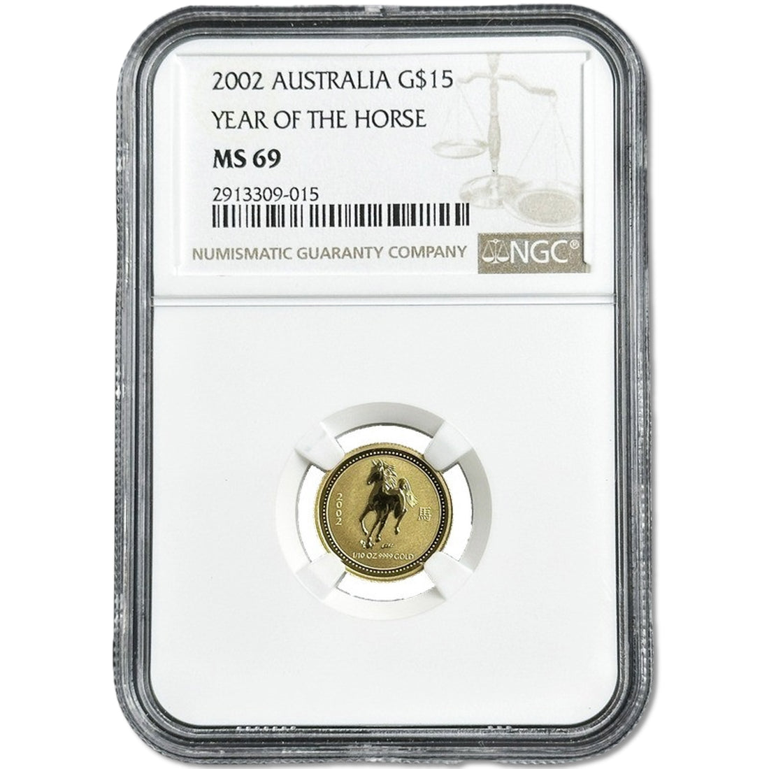 1/10 oz Gold YEAR OF THE HORSE Coin MS69 2002 Australia - Coinzio