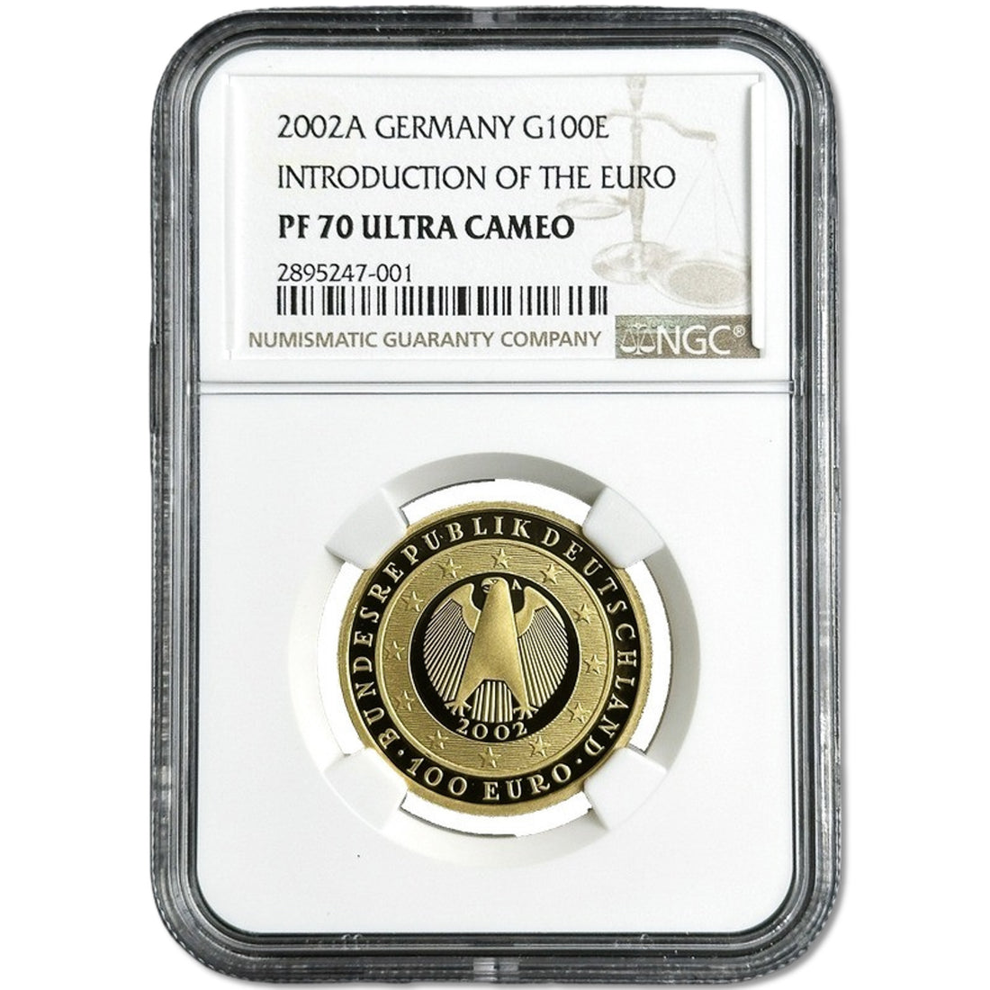 1/2 oz Gold INTRODUCTION OF THE EURO Coin PF70 2002 Germany - Coinzio