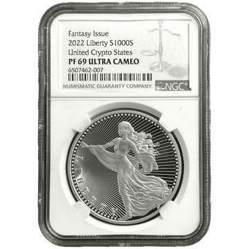 1 oz Silver LIBERTY United Crypto States Fantasy Issue Round PF69 2022 - Coinzio