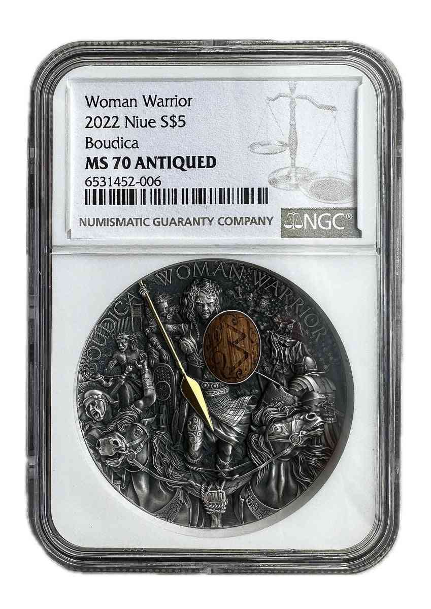 2 oz Silver BOUDICA Woman Warrior Coin MS70 2022 Niue - Coinzio