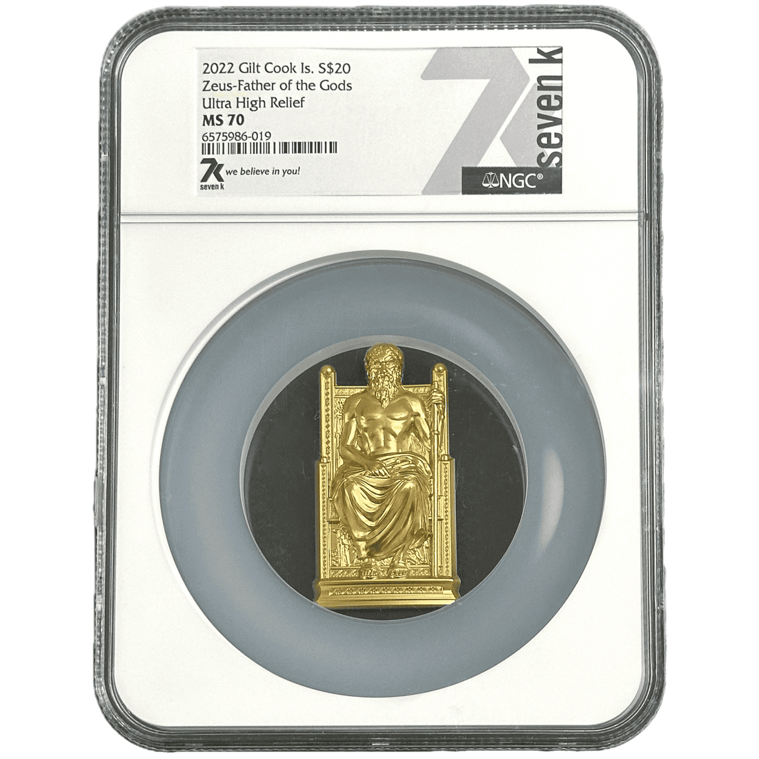 3 oz Silver ZEUS Father of the Gods (Gilt) Coin MS70 2022 Cook Islands - Coinzio