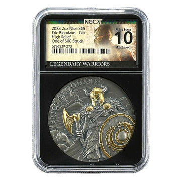 2 oz Silver ERIC BLOODAXE Legendary Warriors Coin NGCX10 2023 Niue - Coinzio