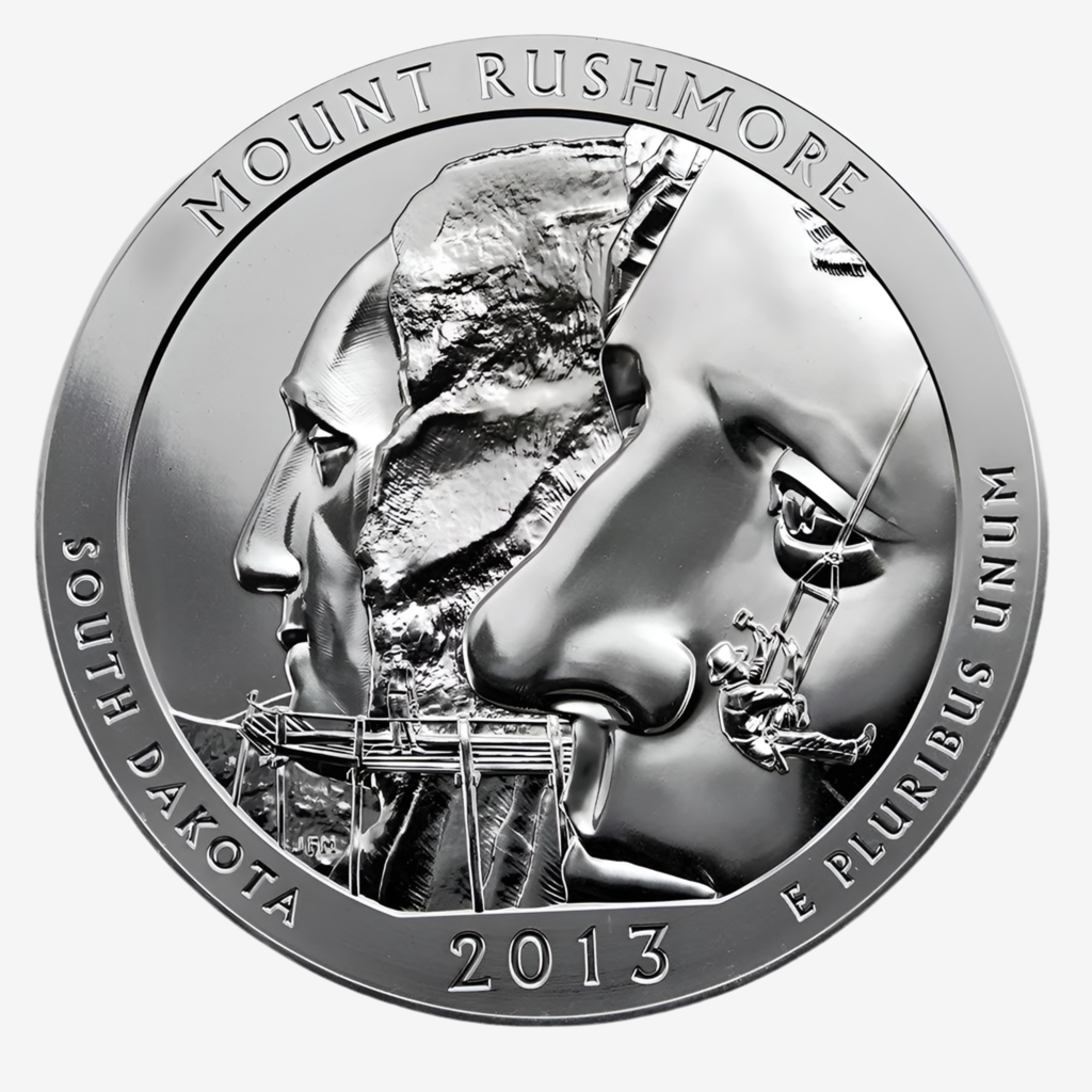 5 oz .999 Silver America the Beautiful MOUNT RUSHMORE Coin 25c 2013