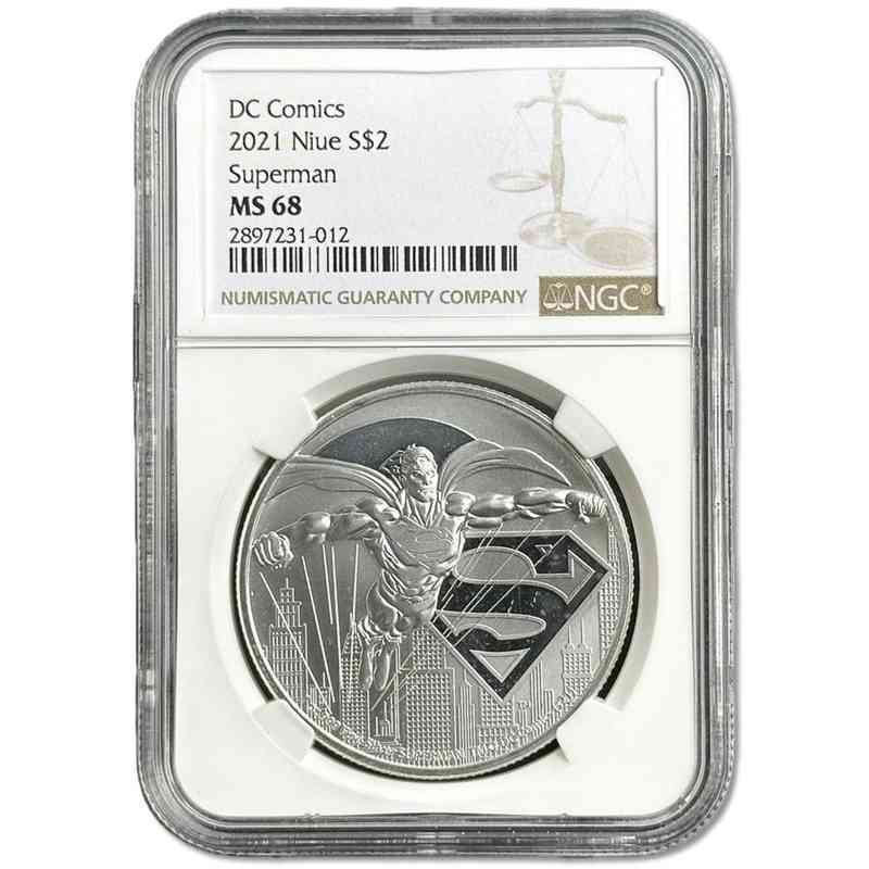 1 oz Silver SUPERMAN DC Comics Coin MS68 2021 Niue - Coinzio