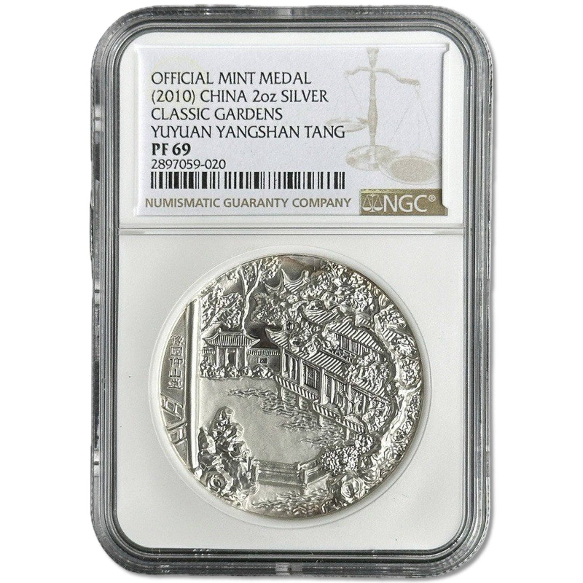 2 oz Silver YUYUAN YANGSHAN TANG GARDEN Classic Gardens Medal PF69 2010 China - Coinzio