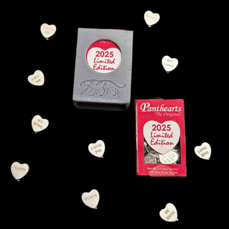 10- 1/10 oz Silver .999 CANDY HEARTS w/Box Glass Panther Mint Limited Mintage!!