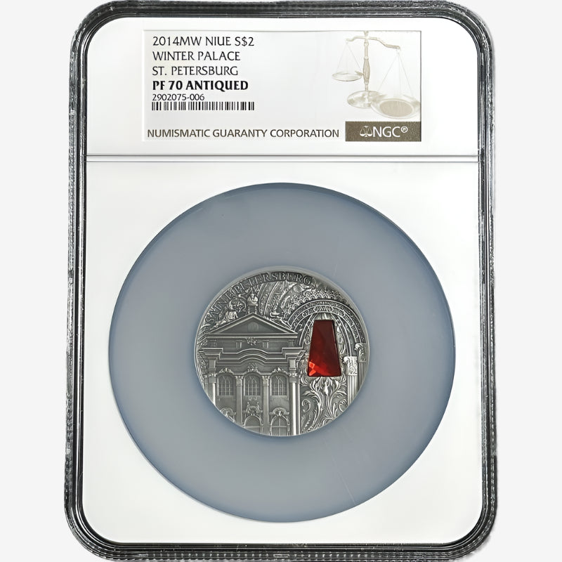 2 oz Silver WINTER PALACE ST. PETERSBURG Coin PF70 2014 Niue