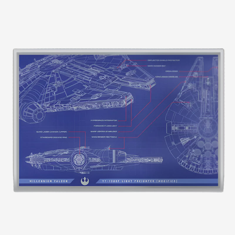 1 oz Silver STAR WARS MILLENNIUM FALCON BLUEPRINT Poster 2025 Niue