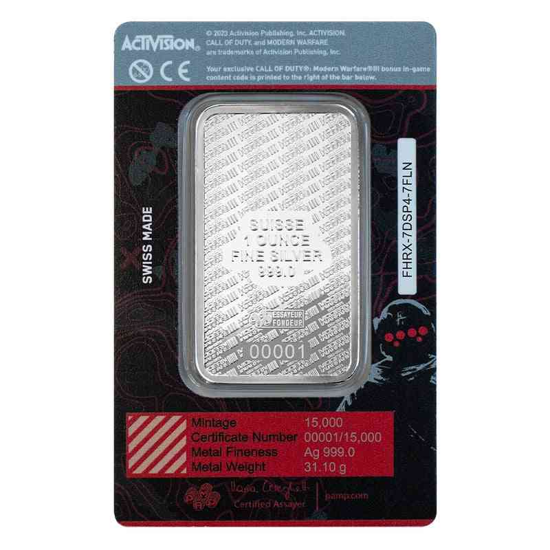 1 oz Silver CALL OF DUTY Modern Warfare 20th Anniversary Bar (PAMP) - Coinzio