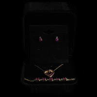 THE HEARTFIRE RUBY SET | 14K Gold & Ruby Jewelry Collection - Necklace, Bracelet & Earrings