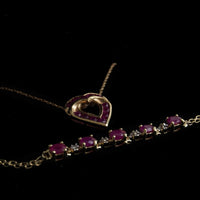 THE HEARTFIRE RUBY SET | 14K Gold & Ruby Jewelry Collection - Necklace, Bracelet & Earrings