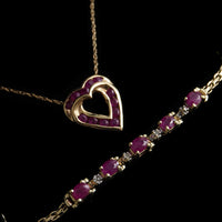 THE HEARTFIRE RUBY SET | 14K Gold & Ruby Jewelry Collection - Necklace, Bracelet & Earrings