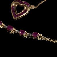 THE HEARTFIRE RUBY SET | 14K Gold & Ruby Jewelry Collection - Necklace, Bracelet & Earrings